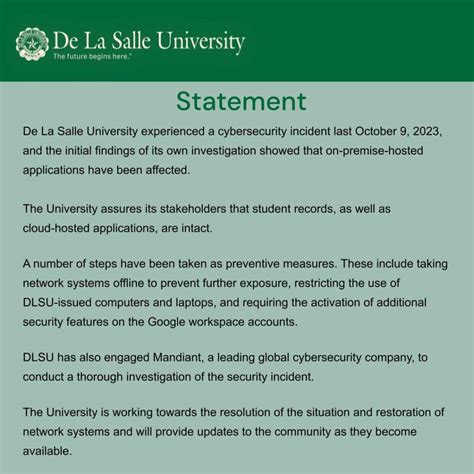 La Salle experiences 'cybersecurity incident' .